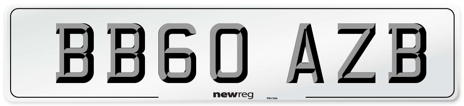 BB60 AZB Number Plate from New Reg